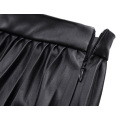 Kate Kasin Women's Basic Pleated Synthetic Leather Flared A-Line Skirt KK000608-1